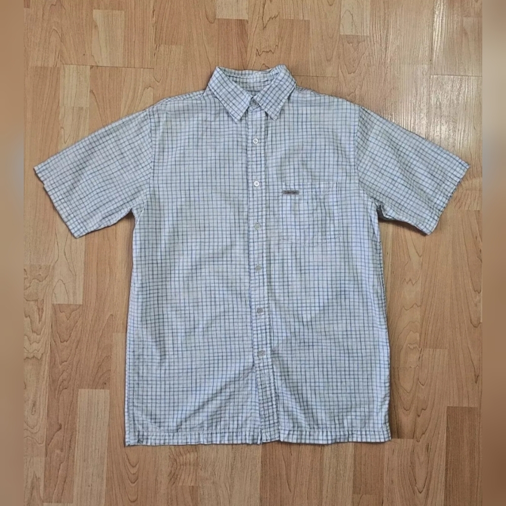 Calvin Klein Jeans windowpane plaid short sleeve button down shirt